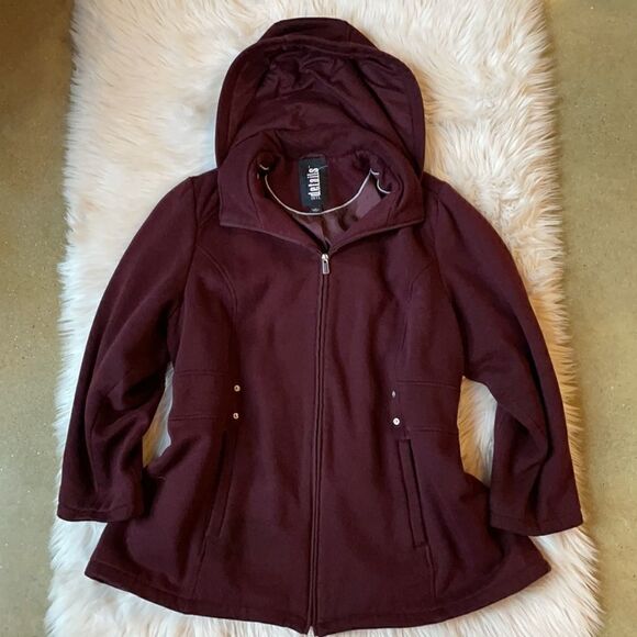 Details INTL Burgundy Full Zip Hooded Jacket w/Detachable Hood (Size: 1X) - Picture 12 of 14